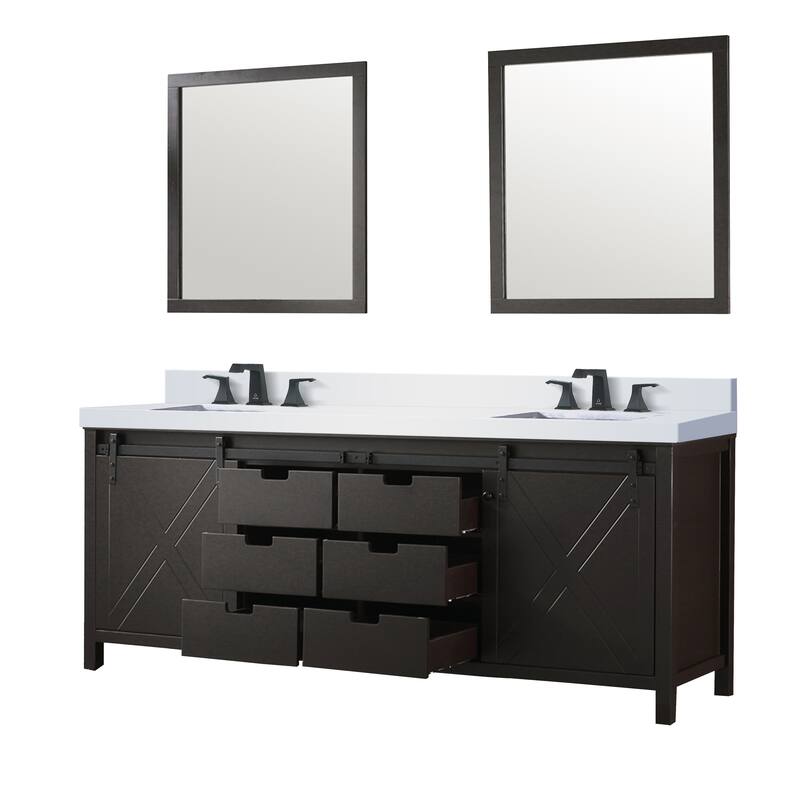 Marsyas Bath Vanity, Cultured Marble Countertop, Faucet Set and Mirrors