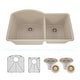 preview thumbnail 1 of 11, Lexicon Platinum Quartz 32 Inch 70/30 Double Bowl Kitchen Sink with Bottom Grids and Strainers and Disposal Flange Galaxy Beige
