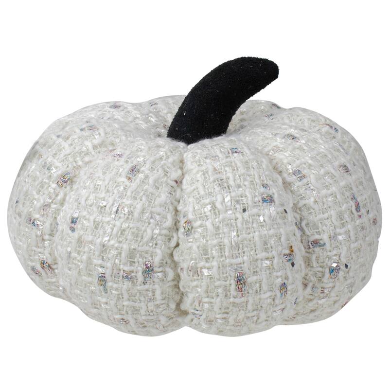 Knitted Fall Harvest Pumpkin - 7" - Ivory