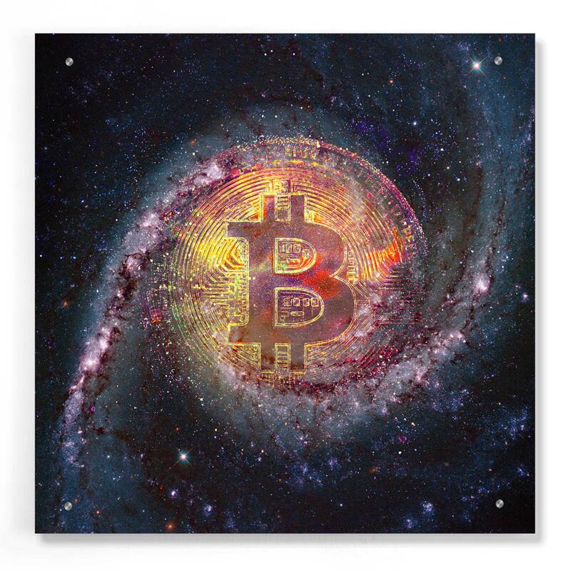 Epic Art 'Bitcoin Galaxy', Acrylic Glass Wall Art - 24x24