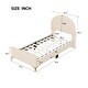 preview thumbnail 5 of 7, Beige Twin Size Upholstered Platform Bed with Semi-circle Headboard