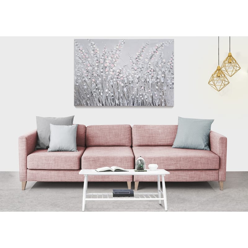 Varaluz Pampas Pink, White and Grey Abstract Floral Wall Art