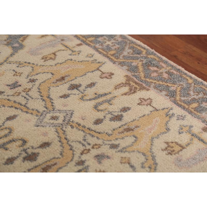 Earth Tone Oushak Oriental Runner Rug Handmade Beige Wool Carpet - 2'7" x 8'1"