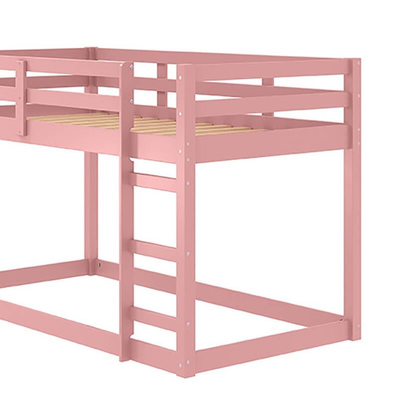 Twin size Pine Loft Bed with 13-Slat System and Built-in Safety Guardrail