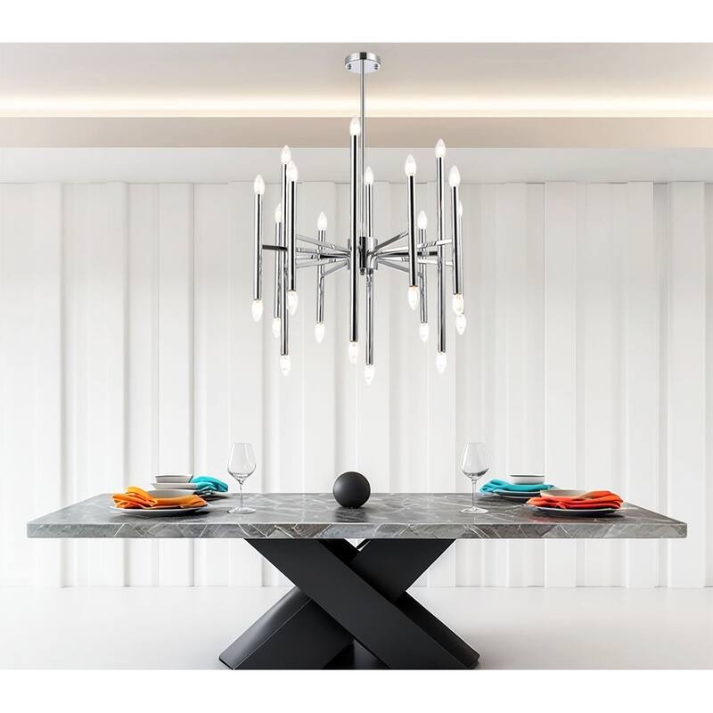 24-Light Modern Sputnik Chandelier in Chrome Finish - N/A - Chrome