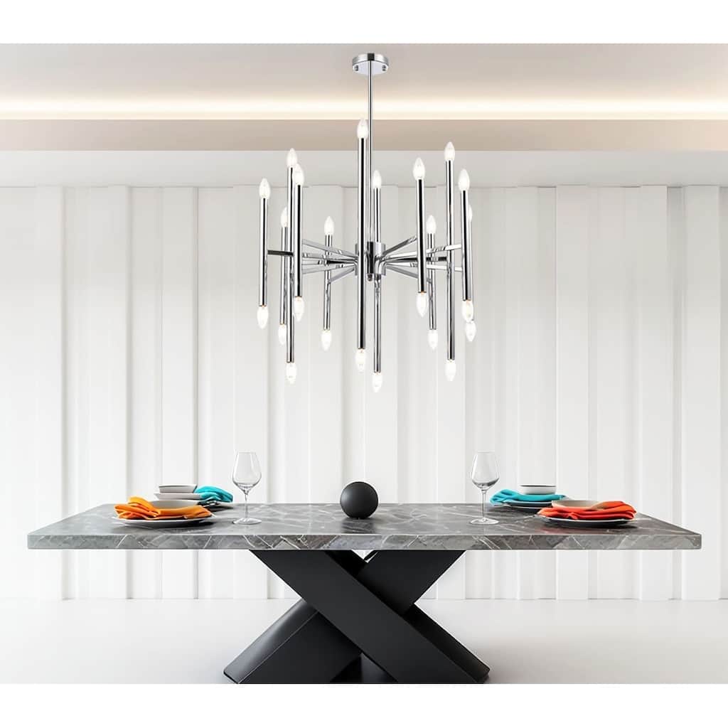 24-Light Modern Sputnik Chandelier in Chrome Finish - N/A