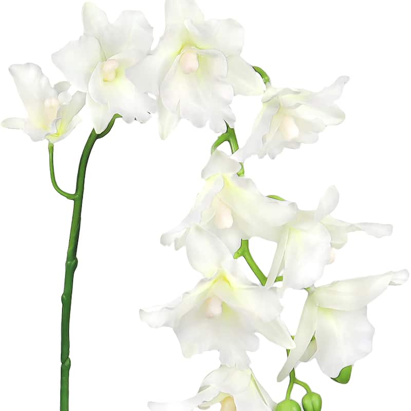 Set of 2 Cream White Artificial Cattleya Orchid Flower Stem Spray 35in - 35" L x 8" W x 4" DP