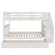 preview thumbnail 7 of 8, Artsy Full-Over-Full Bunk Bed with Drawer and Storage Stairway, White