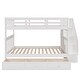 preview thumbnail 25 of 26, Stylish & Simple Stairway Full-Over-Full Bunk Bed with Drawer, Storage and Guard Rail for Bedroom, Versatility Galore, Grey