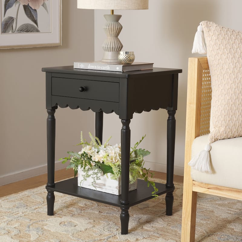 SAFAVIEH Haven Farmhouse 1-Drawer Accent Table - 19"W x 16"D x 26"H - Matt Black