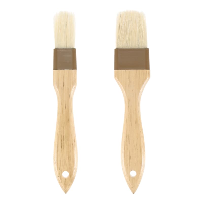 Pastry Brush, Wooden Handle Natural Bristle Basting Brush 1" & 1.57" - Beige