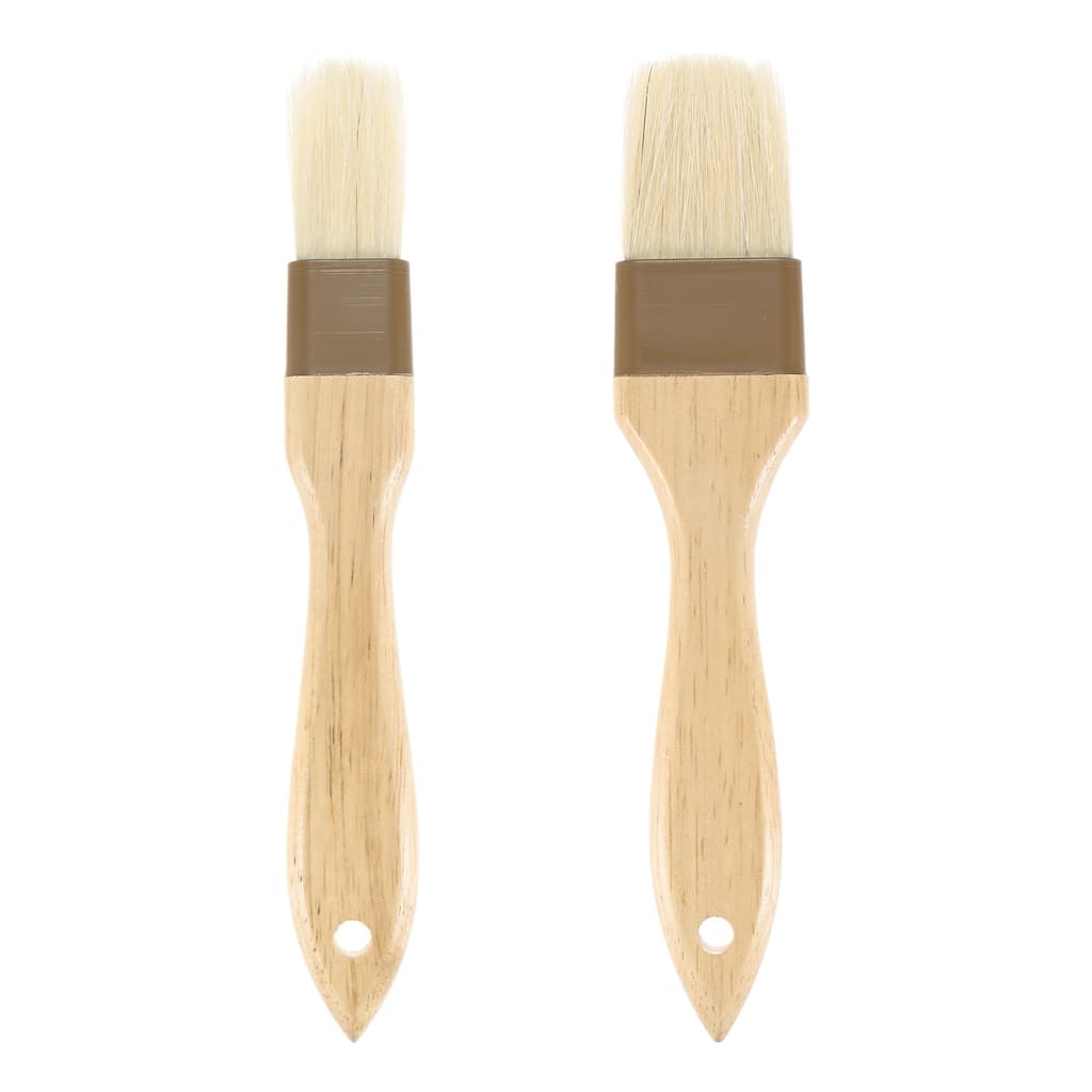 Pastry Brush, Wooden Handle Natural Bristle Basting Brush 1" & 1.57" - Beige