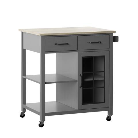 Rolling Kitchen Cart with Lower Cabinet