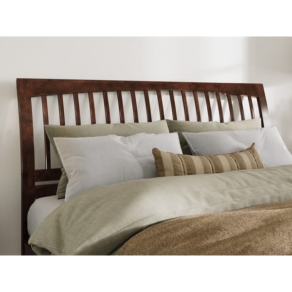 King Sleigh Bed Headboard - Solid Wood Slat Headboard - Walnut Finish ...