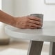 preview thumbnail 1 of 3, Carolina Chair & Table Round Grey Concrete Spray Top Dining Table with Brushed Acacia Base, 51" Grey