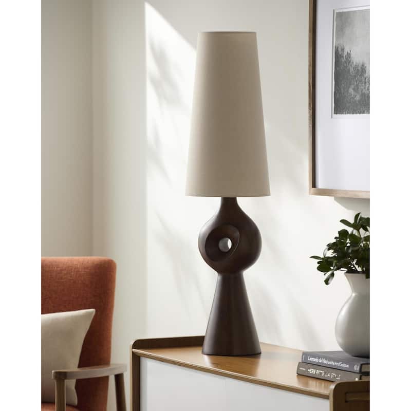 Livabliss Firkel Traditional Accent Table Lamp - 35"H x 9"W x 9"D - Dark Brown