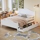 preview thumbnail 2 of 18, Full Size Wooden Platform Bed with Guardrails and 2 Storage Drawers
