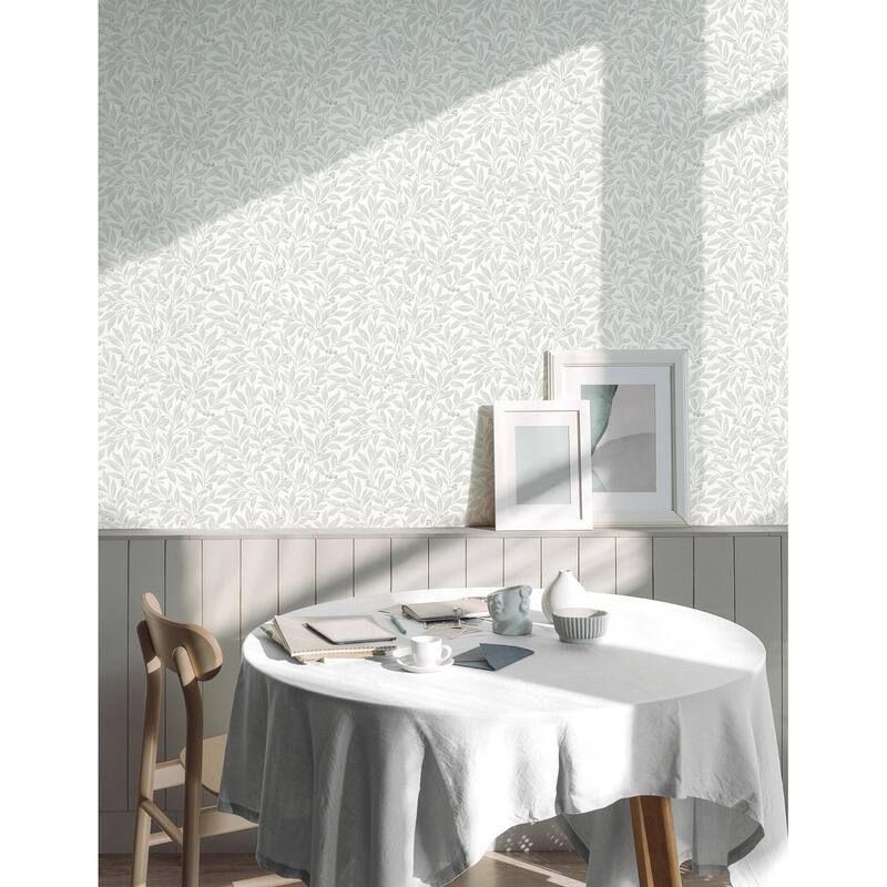 Winter Berry Light Grey Vine Wallpaper