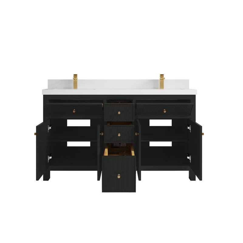 Willow Collections 60 in W x 22 in D Sonoma Free Standing Reeded Single Sink Bathroom Vanity with Countertop