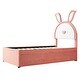 preview thumbnail 12 of 72, Upholstered Platform Beds Frame with Rabbit-Shaped Headboard, Twin Size Trundle, 3 Storage Drawers, Embedded LED Lights