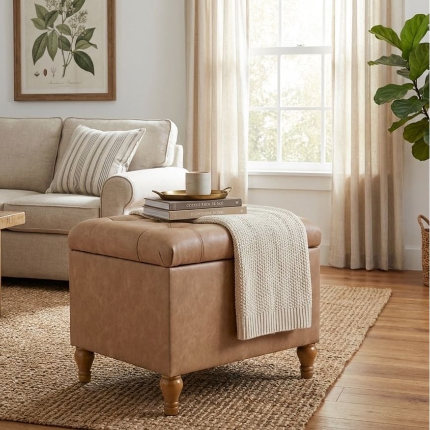 HomePop Medium Tufted Storage Ottoman