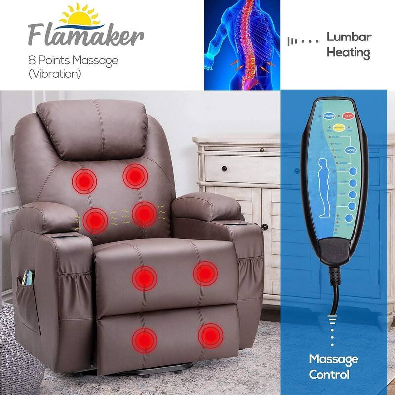 Power Lift Recliner PU Leather with Massage and Heating