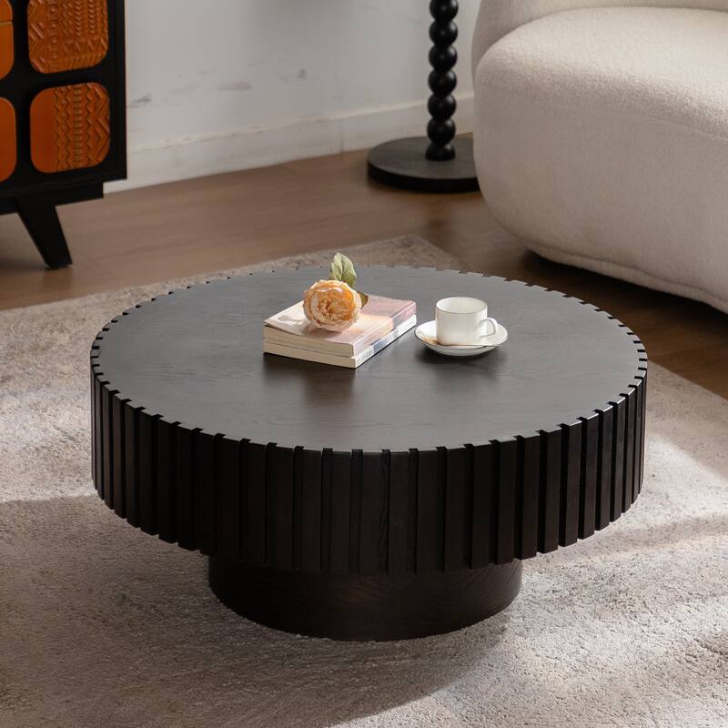 Embossed Decoration Sturdy Base Coffee Table