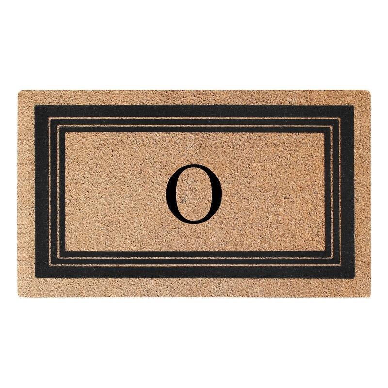 A1HC Natural Coir Monogrammed Entrance Door Mats, Durable Large Outdoor Rug, Non-Slip, Flock Doormat 18"X30" - O