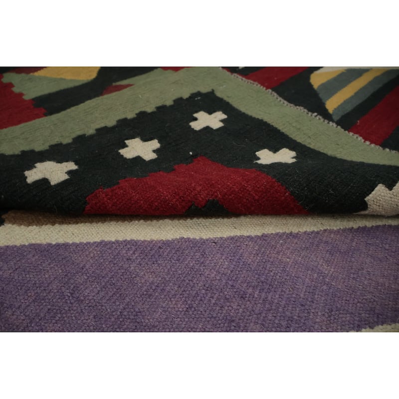 Hand Woven Oriental 100% Wool Carpet Southwestern Tribal Brown Kilim Area Rug - 15' 2'' X 11' 10''