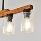 preview thumbnail 17 of 67, Farmhouse Linear Chandelier Rustic Wood Kitchen Island Lighting Dining Room Pendant Light Fixture with Seeded Glass Shade