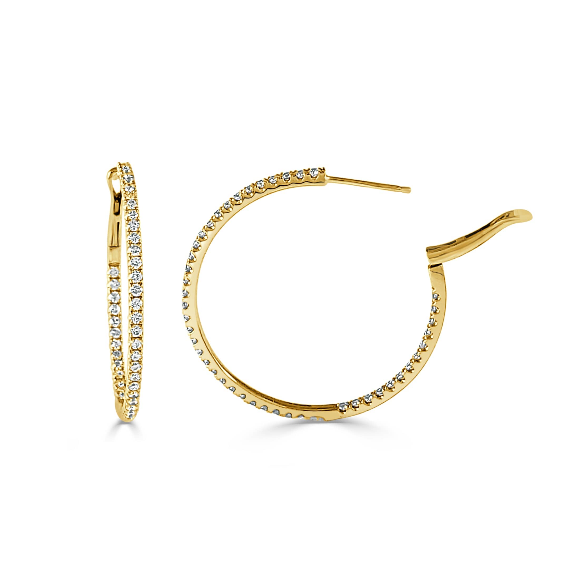 Joelle Collection Diamond Hoop Earrings 14K Gold