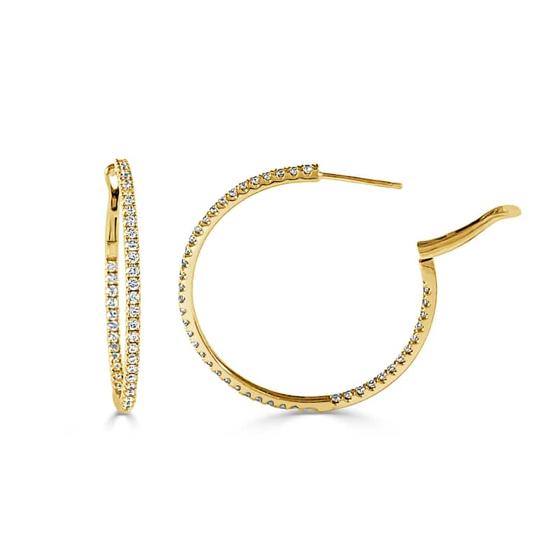 Joelle Collection Diamond Hoop Earrings 14K Gold - Yellow
