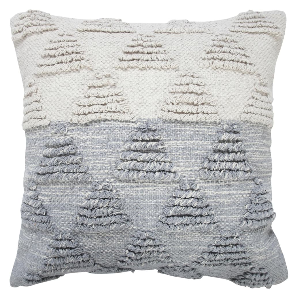 Hand Woven Textured Triangle Square Throw Pillow - 20" - Gray and White