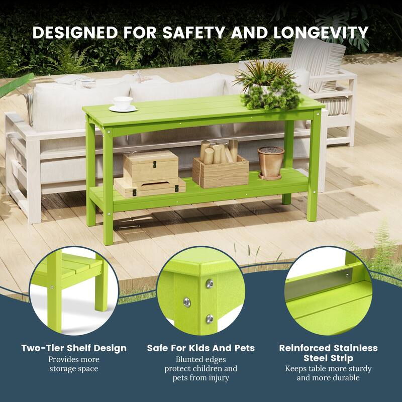 Laguna Hdpe All Weather Outdoor Patio Two Shelf Table
