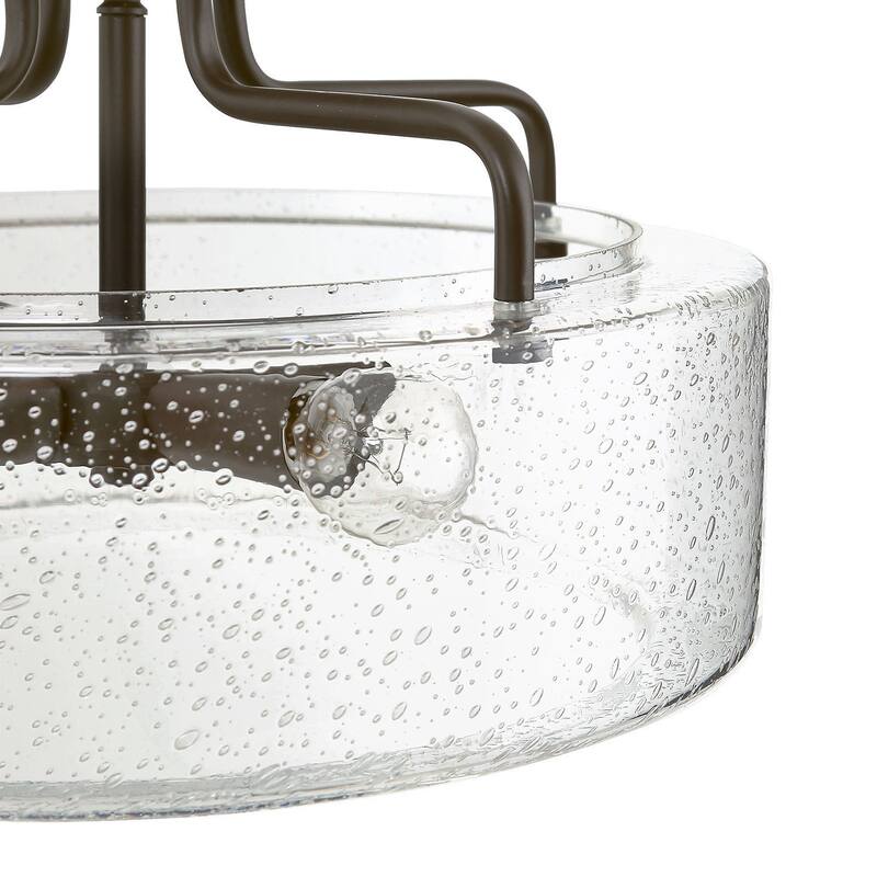 Modern Farmhouse 3/4-Light Glass Semi-flush Mount Drum Ceiling Light