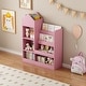 preview thumbnail 8 of 22, Children's Wooden Bookshelf and Toy Storage Organizer with Bookcase, 6 Compartments, and 2 Baskets