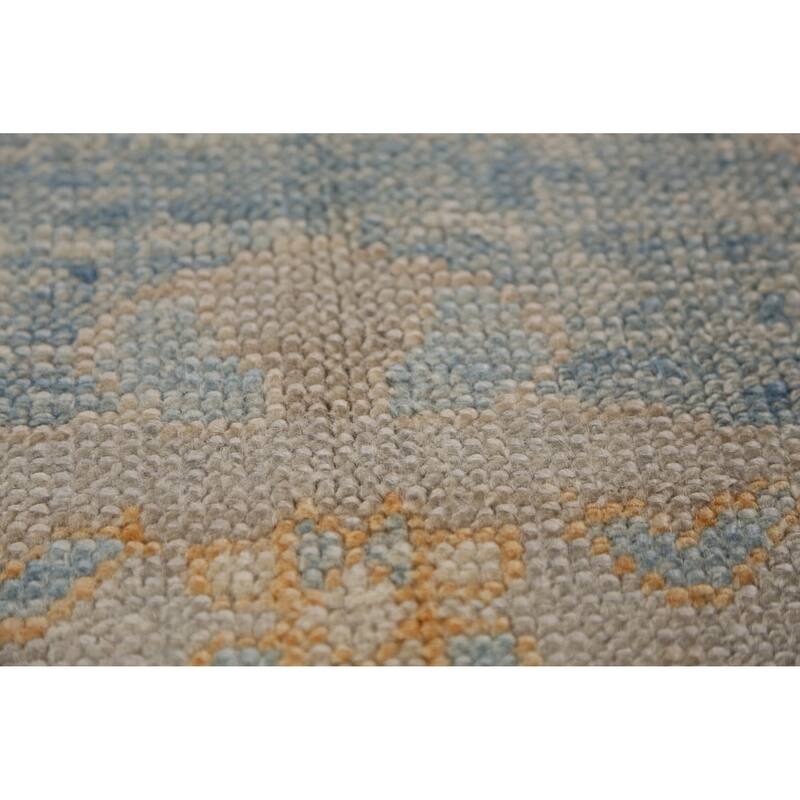 Hand Knotted Oriental 100% Wool Carpet Transitional All-Over Navy Blue & Blues Oushak Area Rug - 11' 2'' X 8' 5''