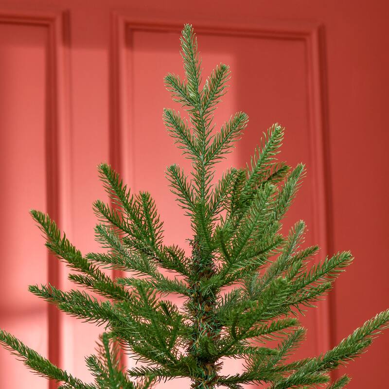 6FT/7.5FT/9FT Unlit Artificial Christmas Tree with Flame-Retardant Design and Metal Base