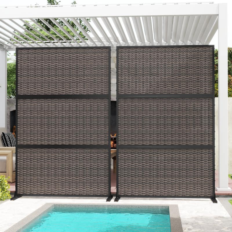 2Set Patio Outdoor Privacy Metal Screens and Panels - Grey Brown - 015-Plastic