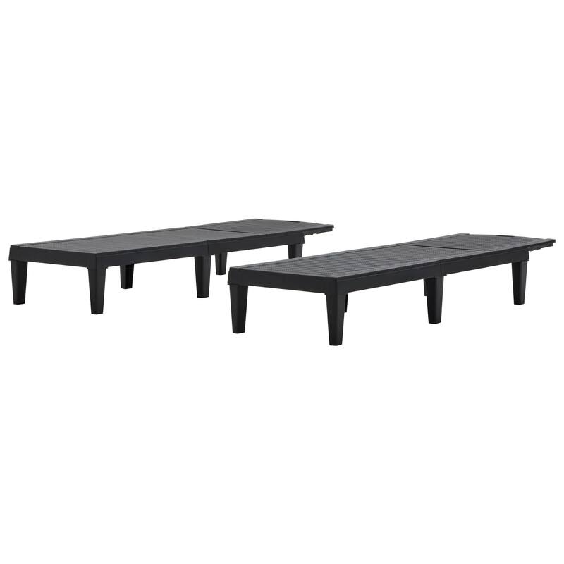 Roomfitters 2 Pcs Resin Outdoor Chaise Lounge Chairs with Adjustable Backrest for Patio, Poolside or Beach