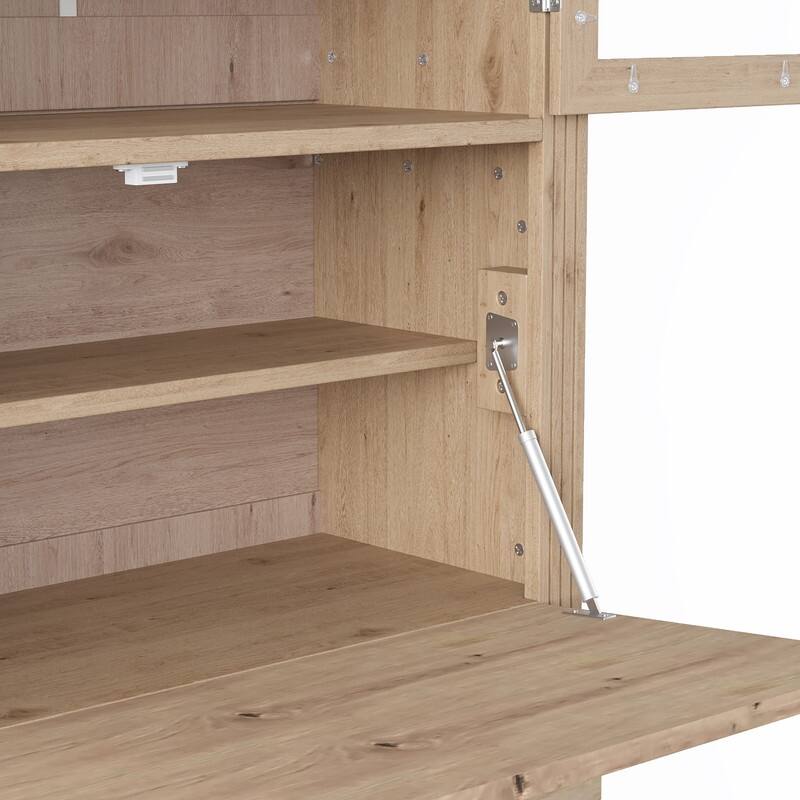 Freestanding 78" Tall Kitchen Pantry Storage Cabinet with Drop-Down Surface and Adjustable Shelves,Power Outlet for Organization