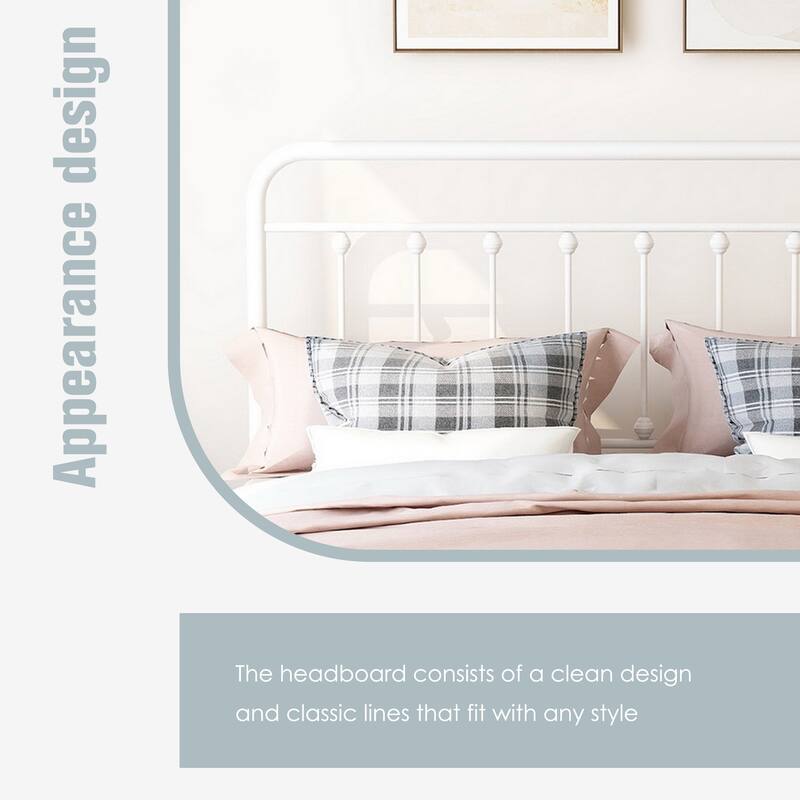 Alazyhome Simple Vintage Metal Platform Bed Frame, Easy-Assembly