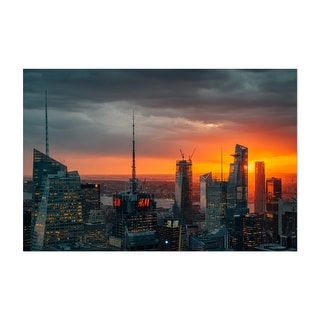 New York City Manhattan Sunset Over Midtown 01 Urban Art Print/Poster ...