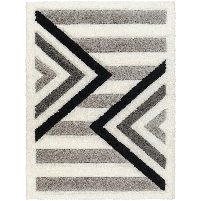 Livabliss Bologna Geometric Stripes Plush Area Rug