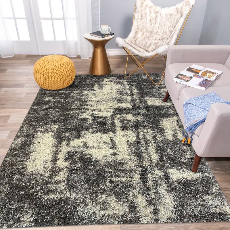 World Rug Gallery Modern Abstract Soft Plush Shag Area Rug