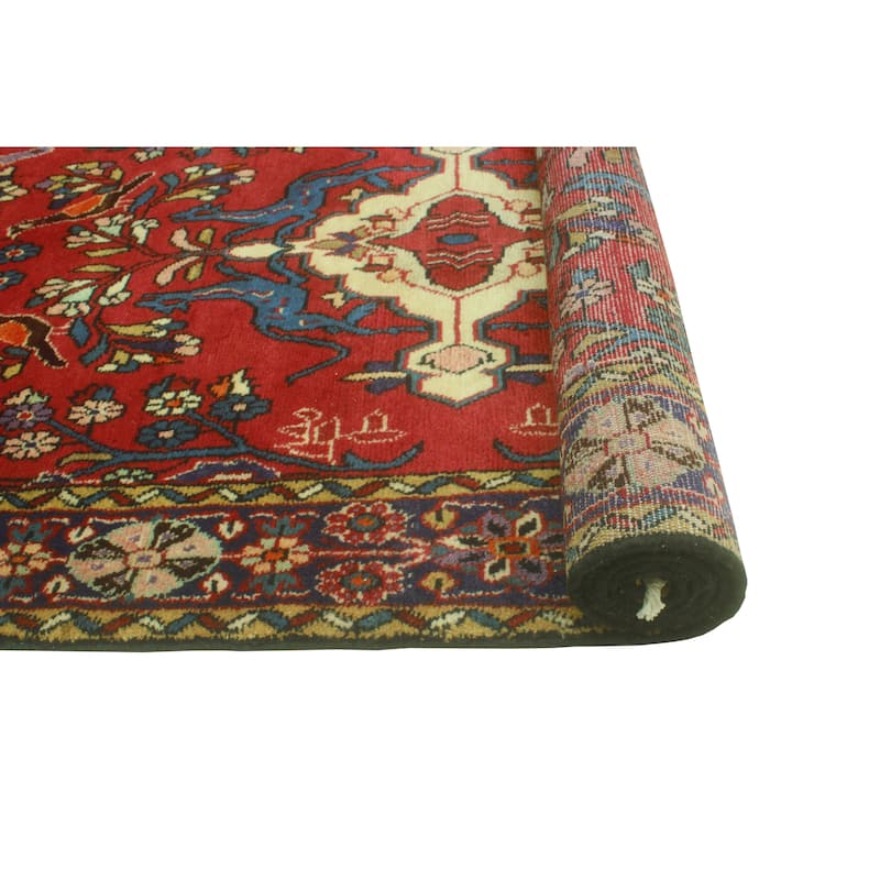 Fine Vintage Distressed Ajar Red/Navy Runner - 3'5" x 8'9"