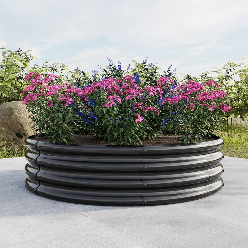 Silver Galvanized Metal Raised Garden Bed Set of 2 - 47" Square Outdoor Planter Boxes