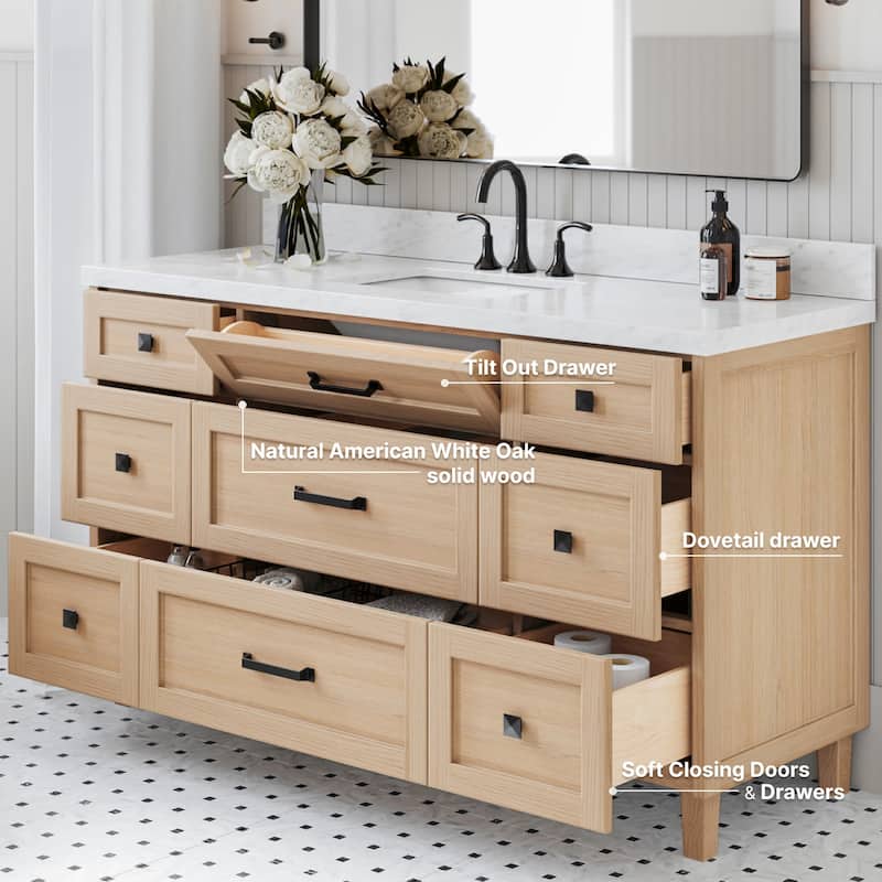 Ariel B61CWRVO Monroe 61" Free Standing Single Basin Vanity Set with