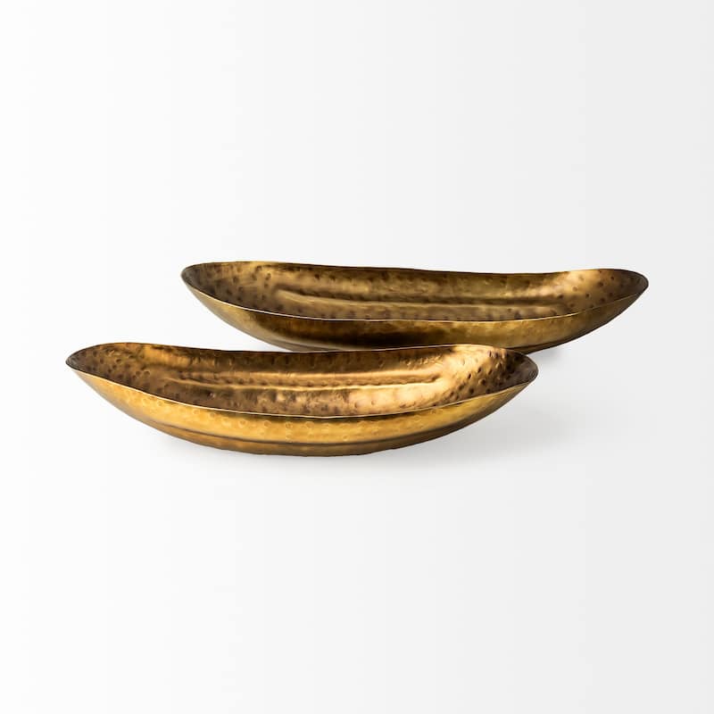 Karmen Gold Hammered Oversized Bowls (Set of 2)