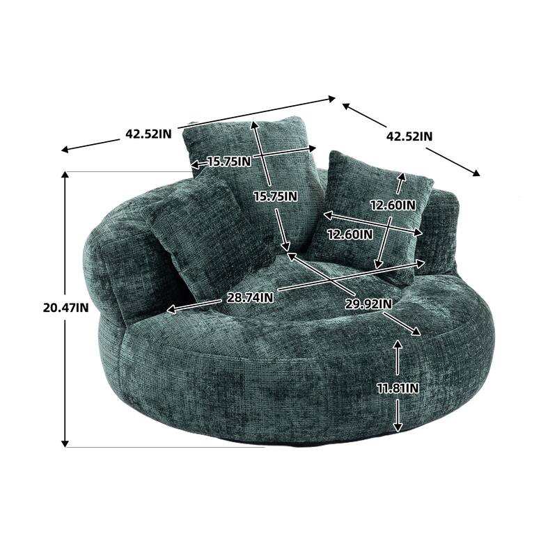 Oversized Chenille High Back Bean Bag Couch for Adults and Kids